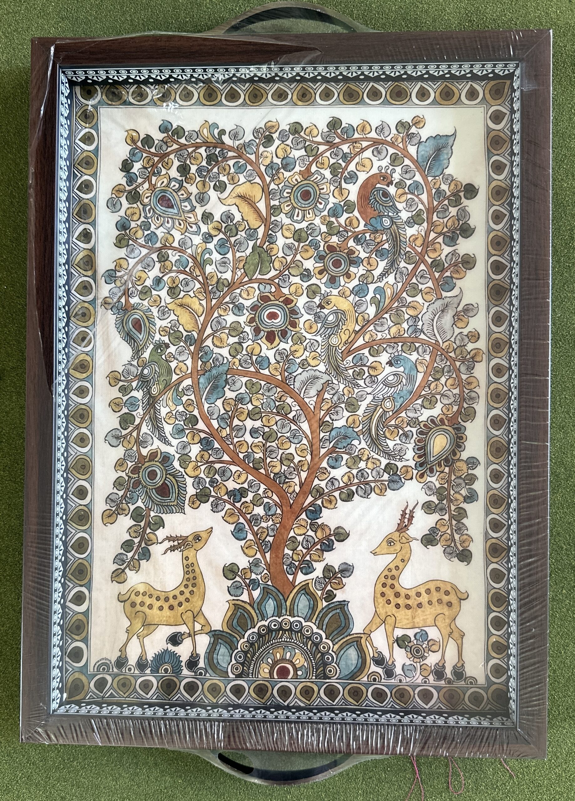 Kalamkari wooden rectangular tray 25