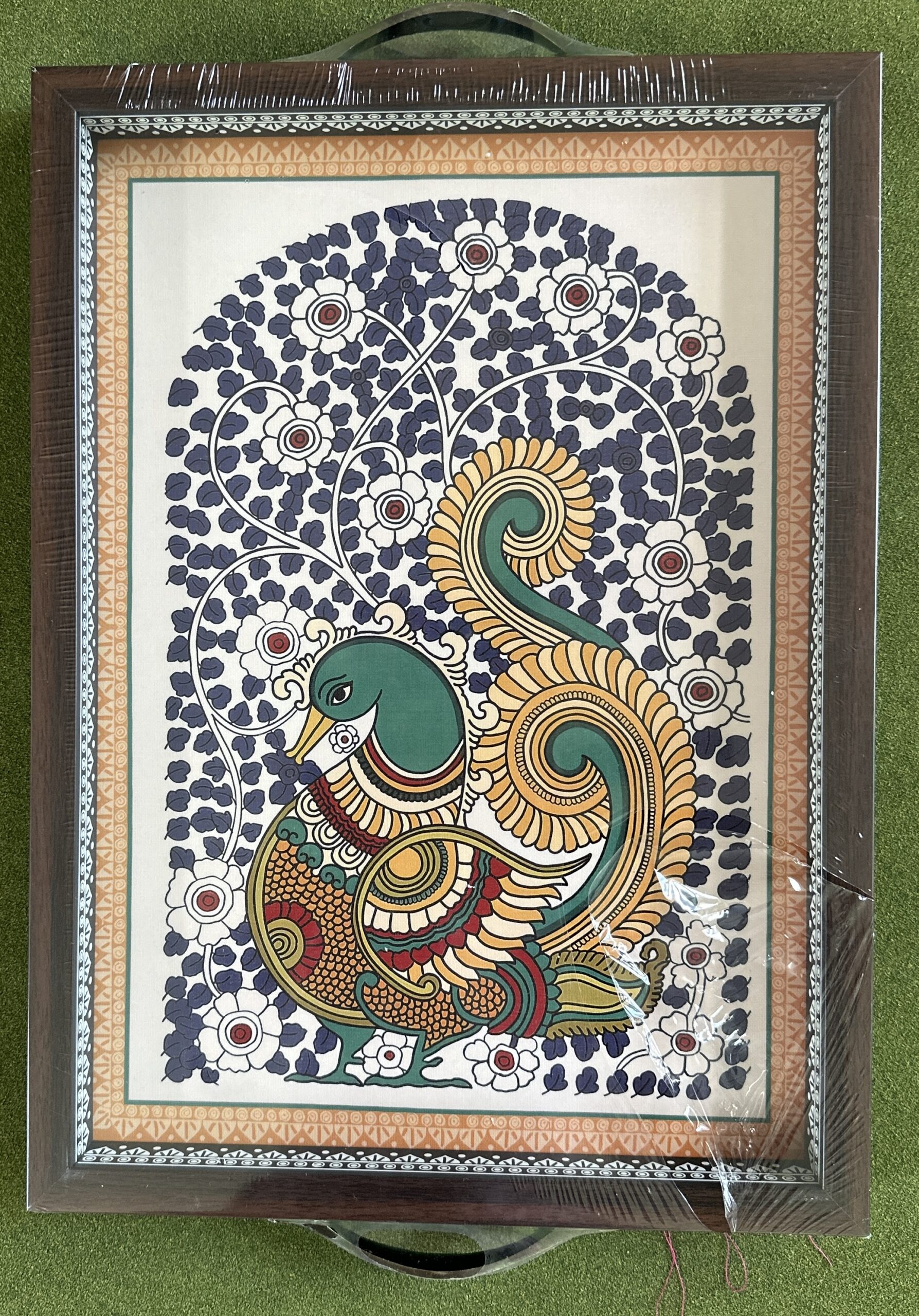 Kalamkari wooden rectangular tray 25 - Image 3