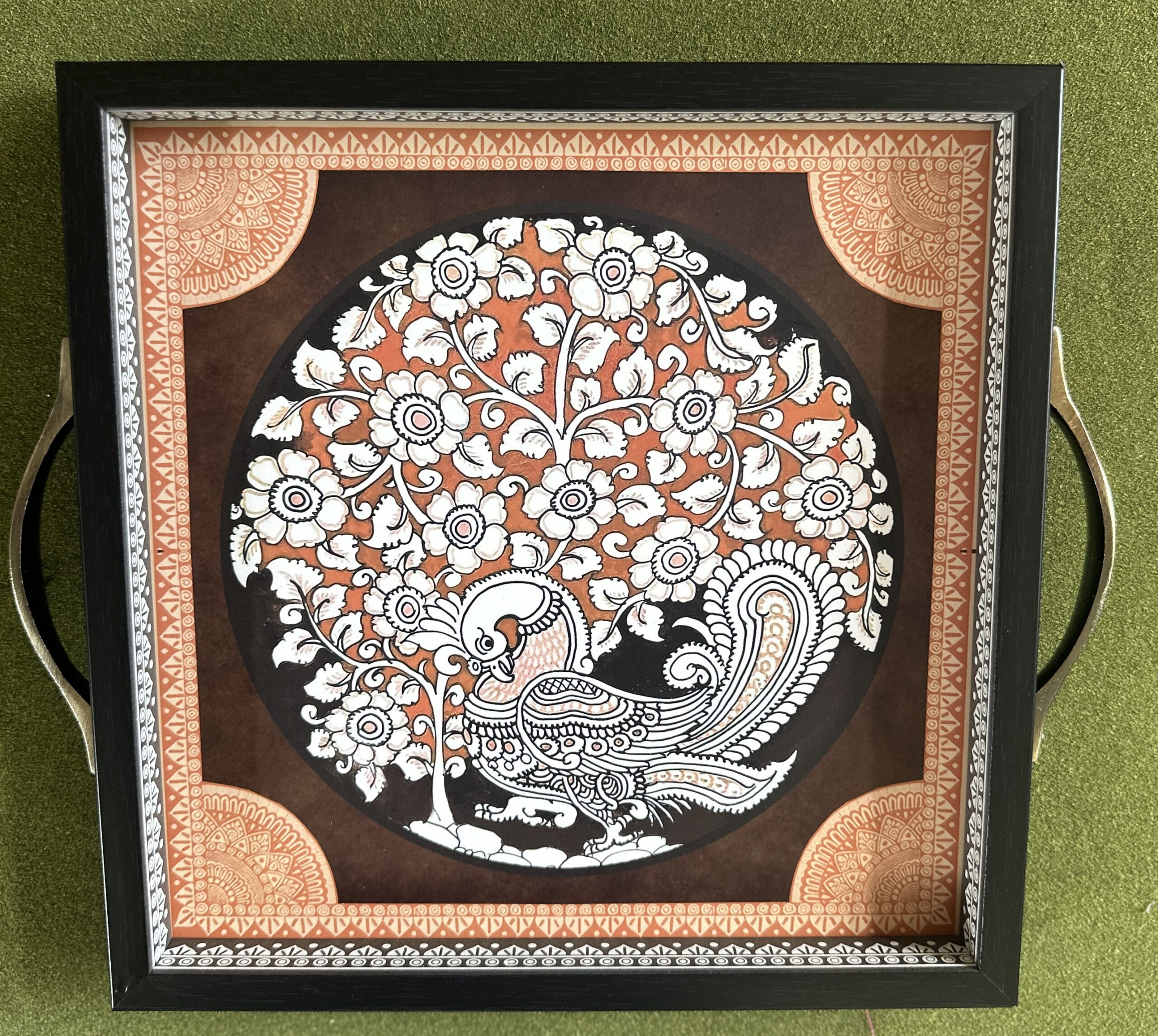 Kalamkari wooden rectangular tray 25 - Image 4