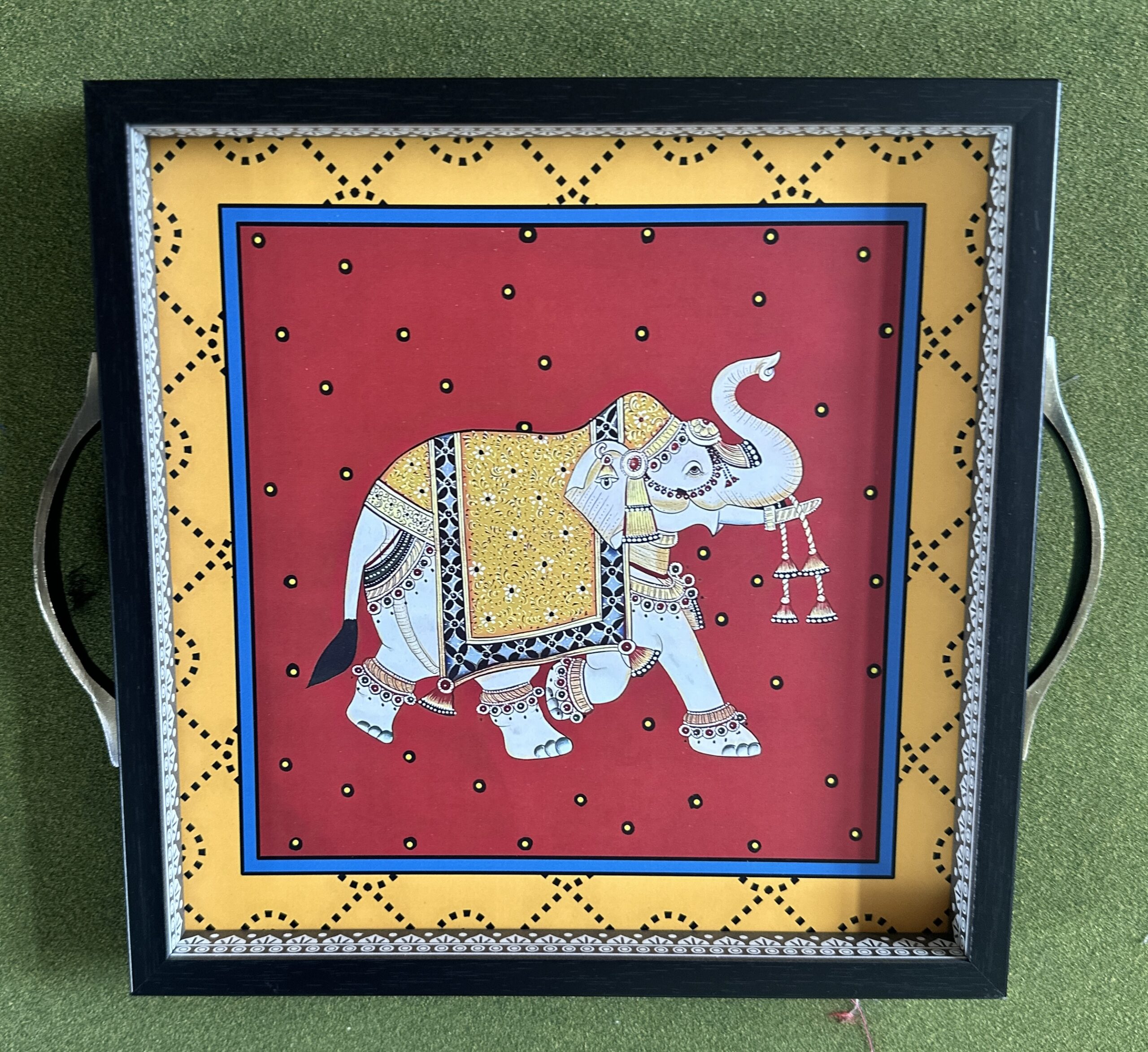 Kalamkari wooden rectangular tray 25 - Image 5