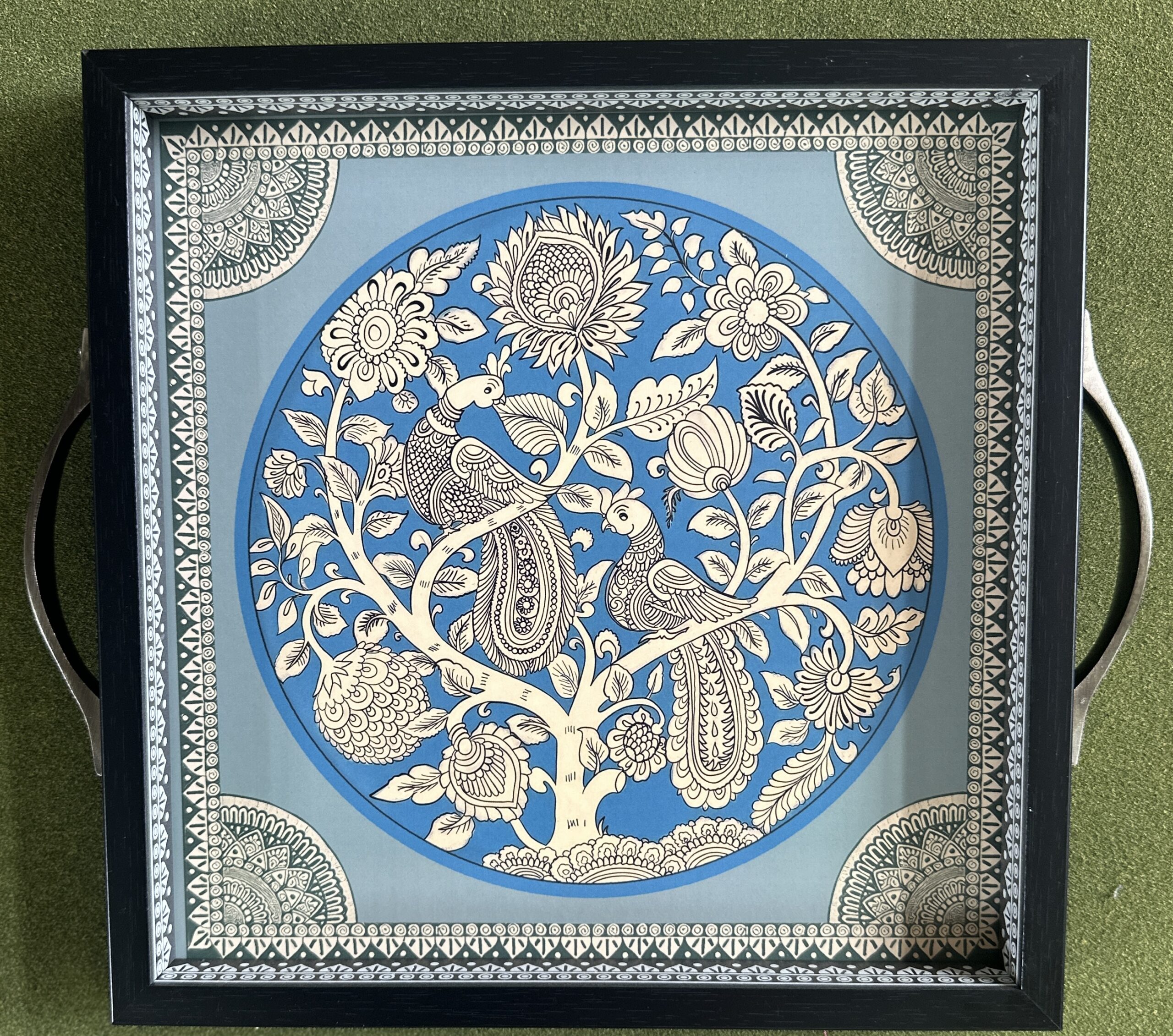 Kalamkari wooden rectangular tray 25 - Image 6