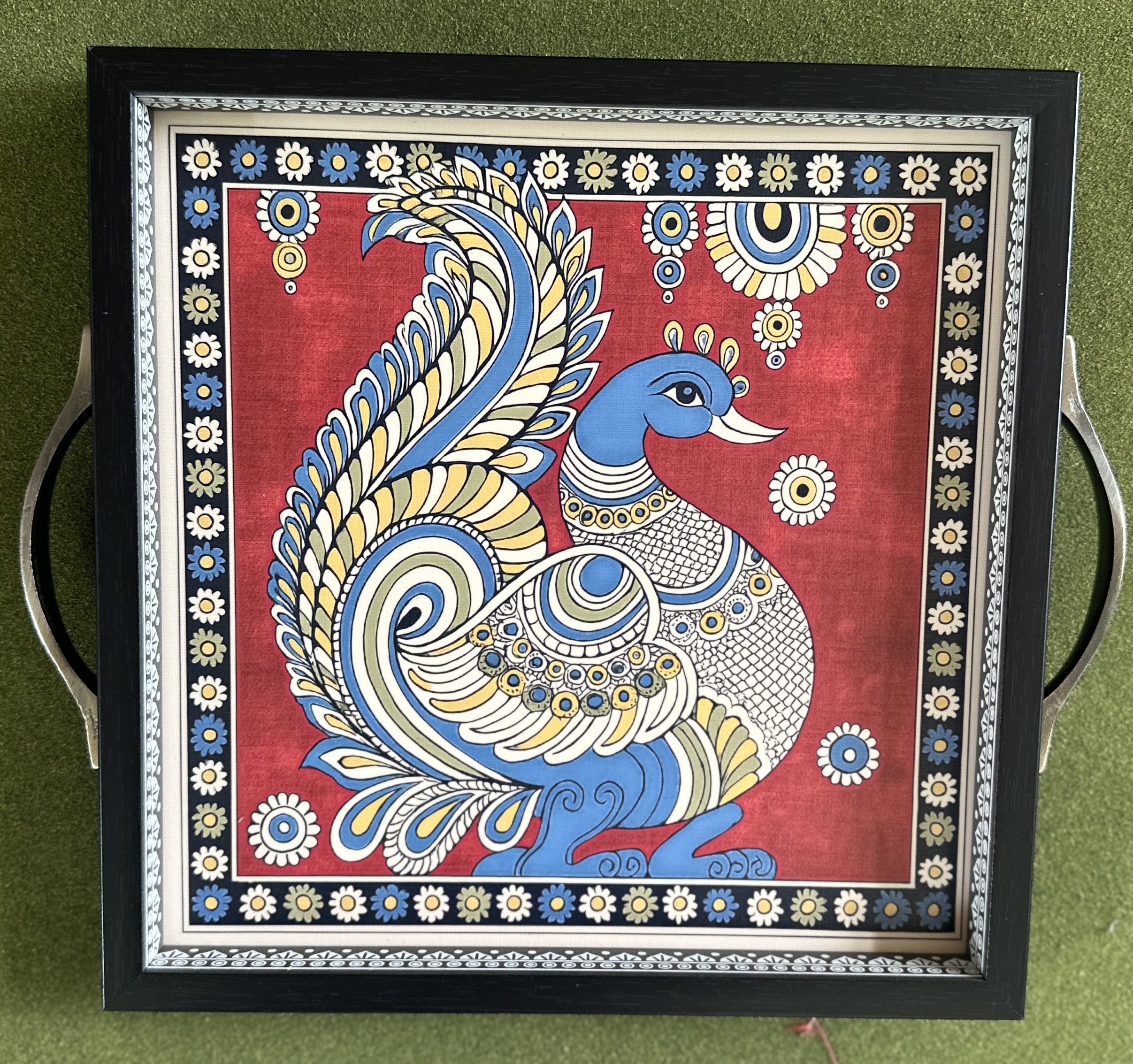 Kalamkari wooden rectangular tray 25 - Image 7