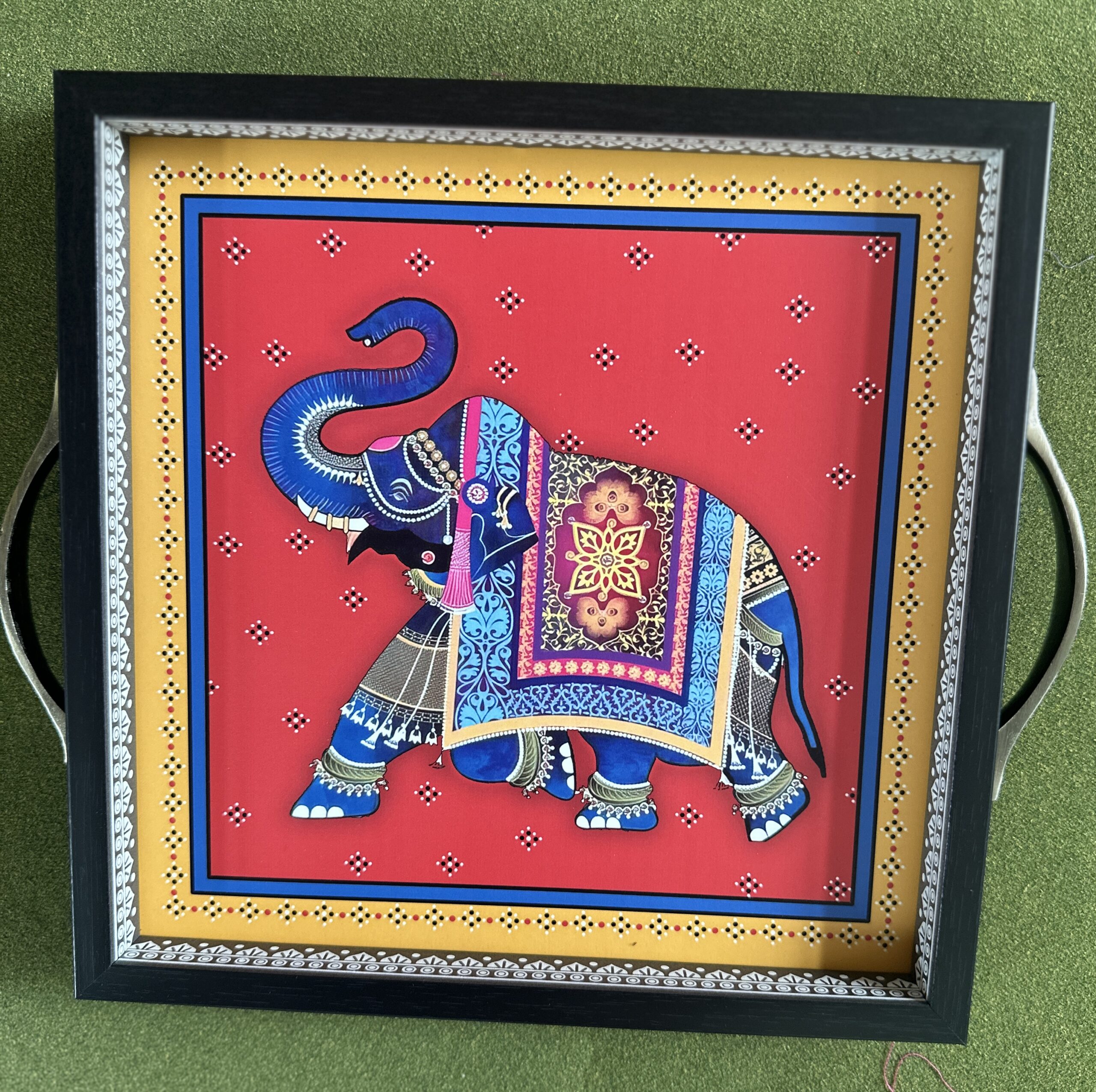 Kalamkari wooden rectangular tray 25 - Image 9