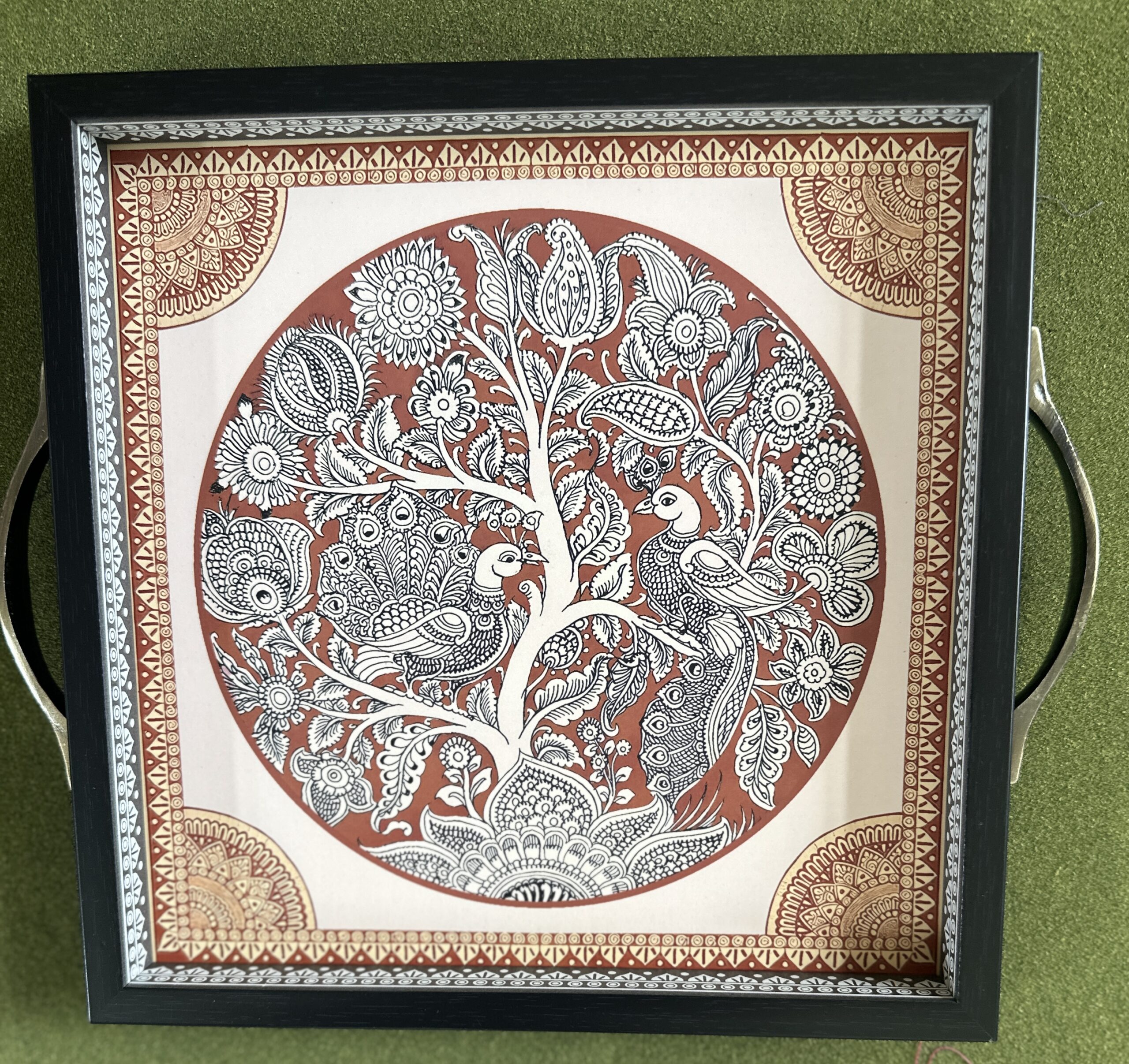 Kalamkari wooden rectangular tray 25 - Image 10
